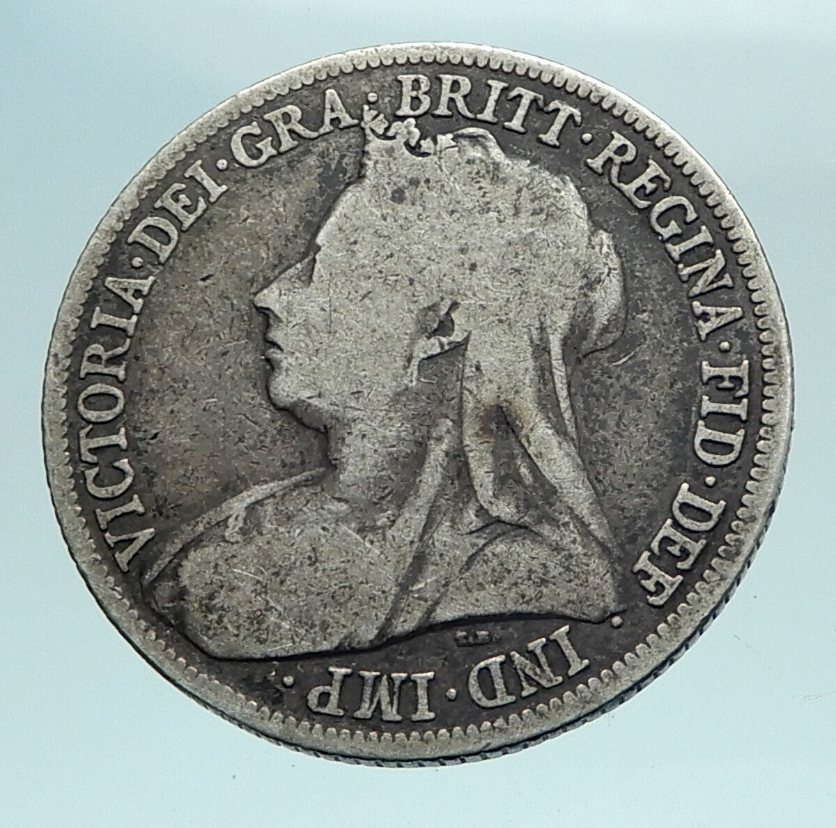 1894 UK Great Britain United Kingdom QUEEN VICTORIA Shilling Silver Coin i79501