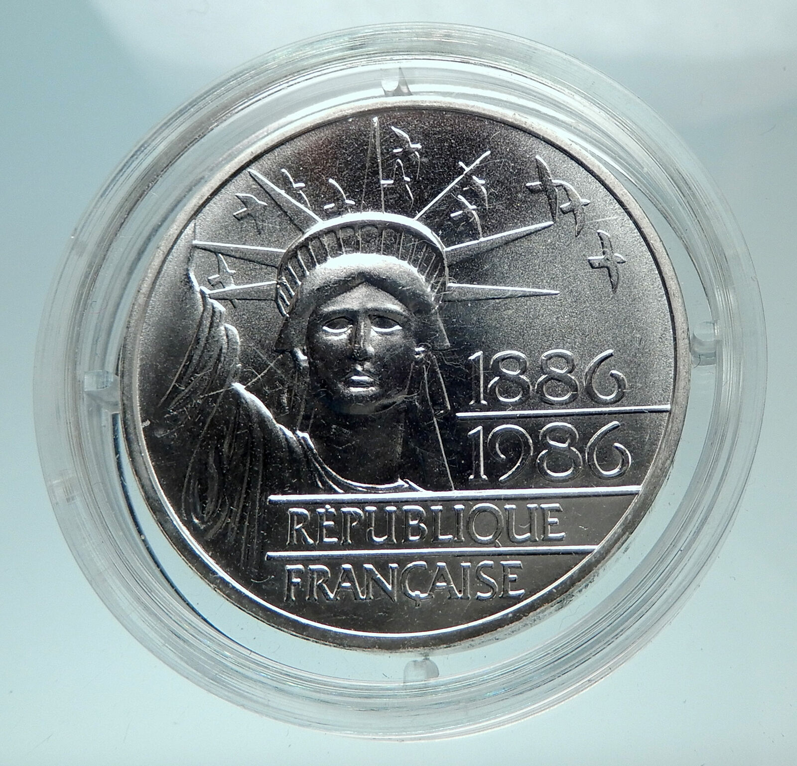 1986 FRANCE Gifts Statue of Liberty to US Huge Genuine Silver French Coin i80709