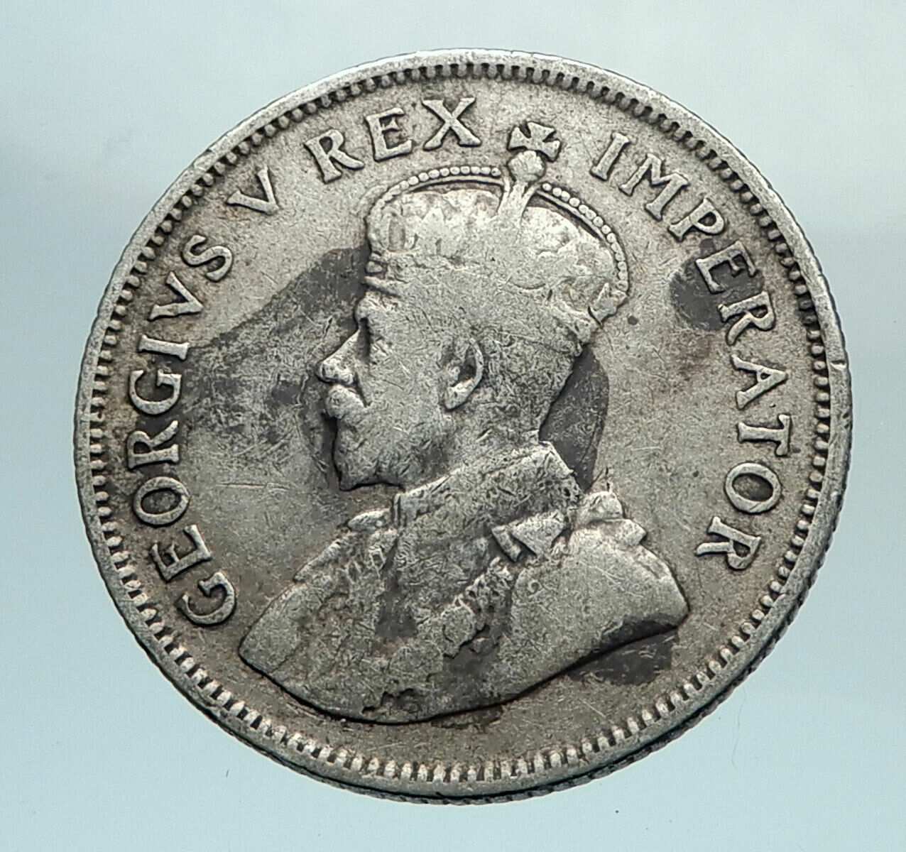 1932 SOUTH AFRICA Large GEORGE V Shields Genuine Silver Shilling Coin i79670