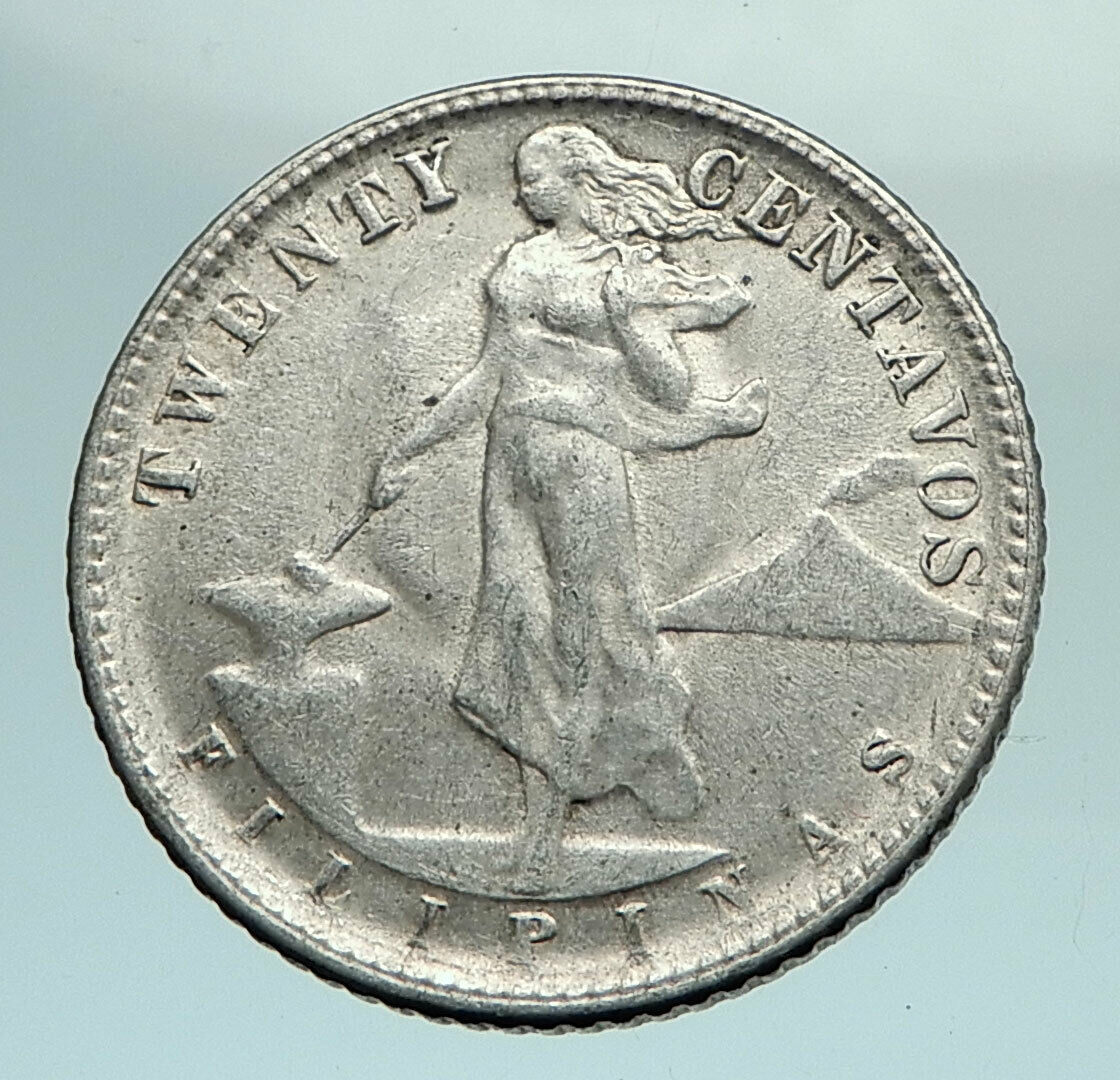 1944 D PHILIPPINES Twenty Centavos United States of America Silver Coin i79685