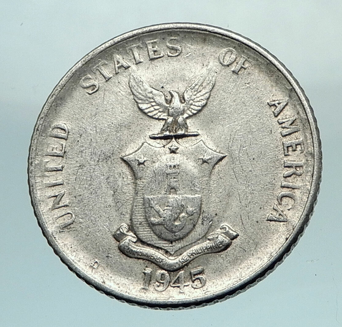 1944 D PHILIPPINES Twenty Centavos United States of America Silver Coin i79685