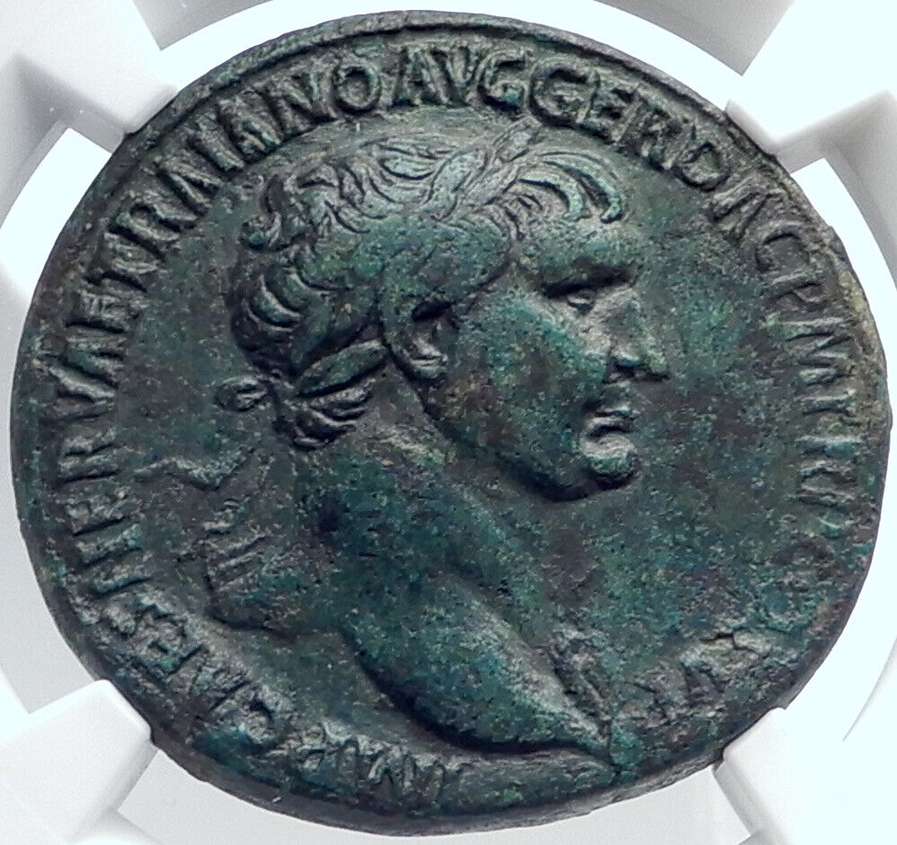 TRAJAN Authentic Ancient 106AD Sestertius Roman Coin DACIA VICTORY NGC i81774