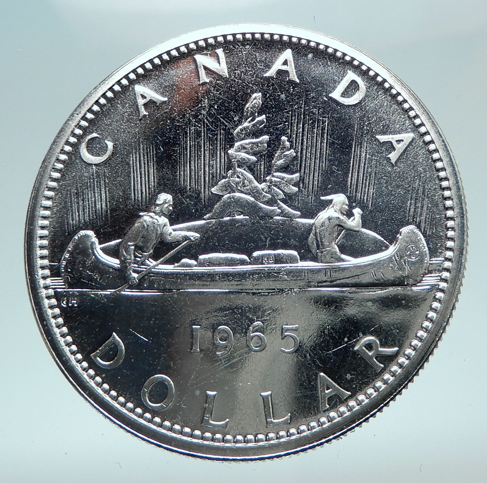 1965 CANADA w UK Queen Elizabeth II Voyagers Genuine Silver Dollar Coin i81003