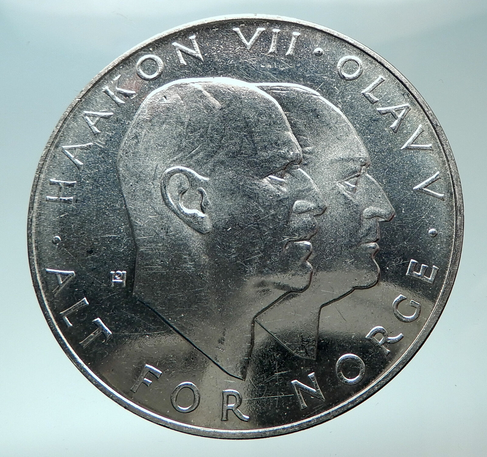 1970 NORWAY KING Olav V Haakon VII Norwegian 25 KR Silver 25 Kronor Coin i82010