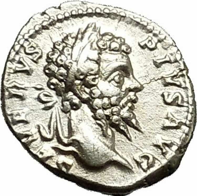 SEPTIMIUS SEVERUS Veiled with branch 202AD Silver Ancient Roman Coin i39697