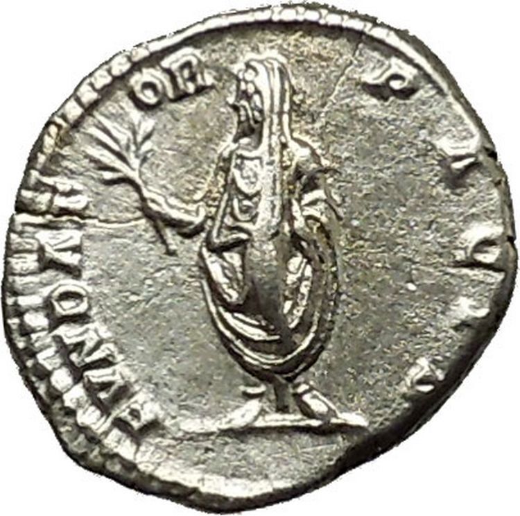 SEPTIMIUS SEVERUS Veiled with branch 202AD Silver Ancient Roman Coin i39697