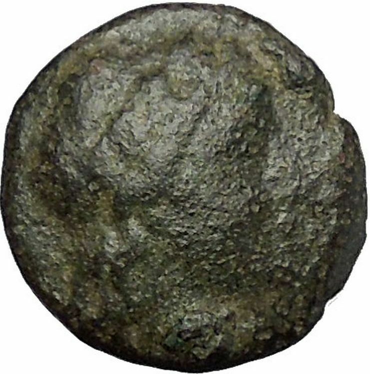 AIGAI in AEOLIS 2-1stCenBC Apollo Goat Authentic Ancient Greek Coin i52575