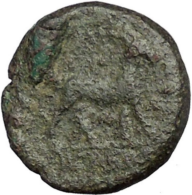 AIGAI in AEOLIS 2-1stCenBC Apollo Goat Authentic Ancient Greek Coin i52575