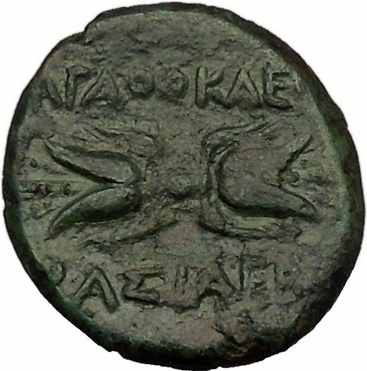 Syracuse Agathocles King of Sicily 295BC Artemis Thunderbolt Greek Coin i53606