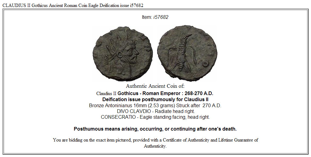 CLAUDIUS II Gothicus Ancient Roman Coin Eagle Deification issue i57682