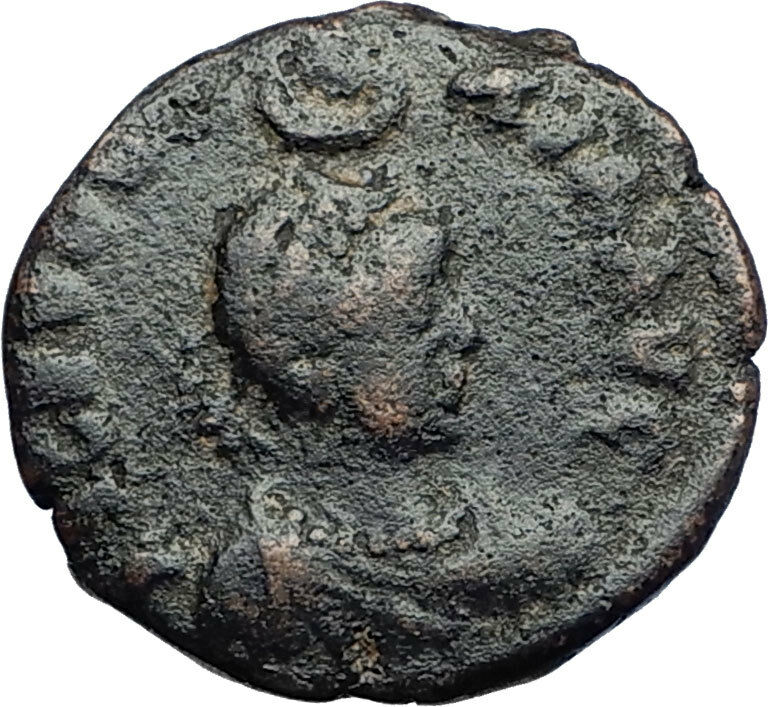 EUDOXIA Arcadius Wife 401AD Authentic Ancient Roman Coin VICTORY CHI-RHO i69939