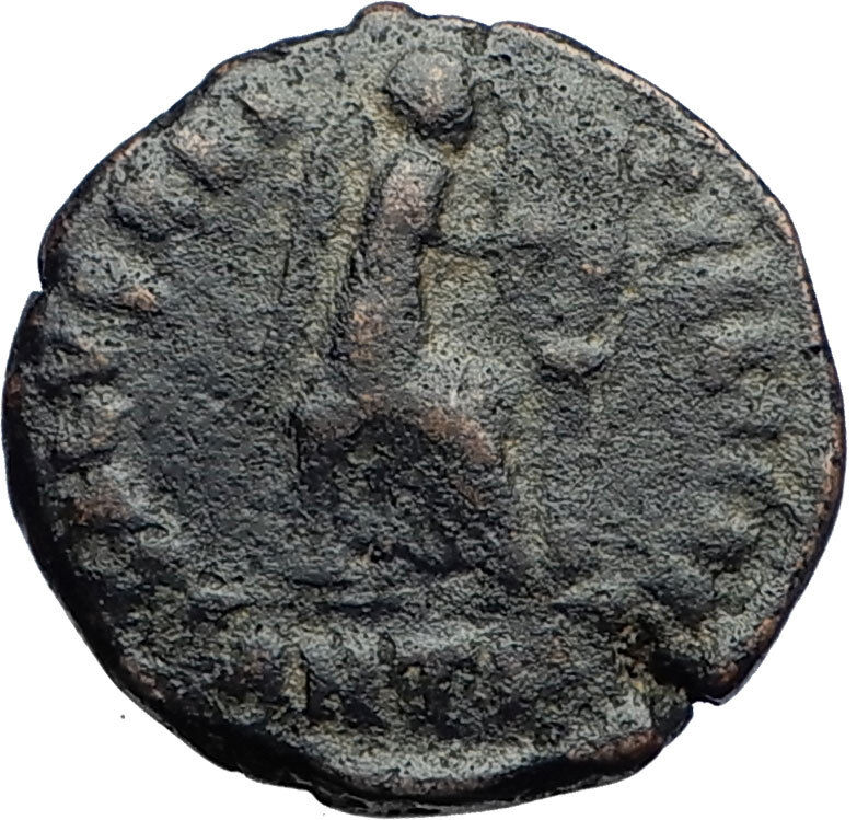 EUDOXIA Arcadius Wife 401AD Authentic Ancient Roman Coin VICTORY CHI-RHO i69939