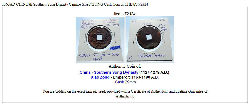 1163AD CHINESE Southern Song Dynasty Genuine XIAO ZONG Cash Coin of CHINA i72324