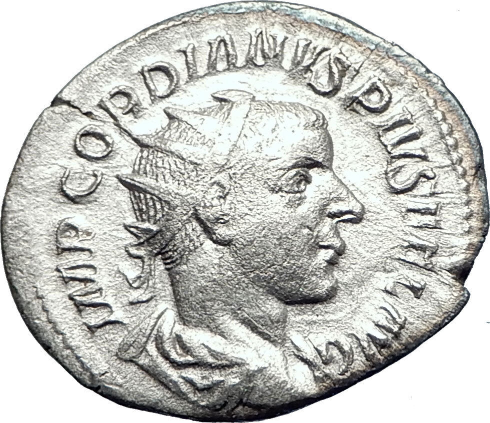 GORDIAN III 241AD Rome Silver Ancient Roman Coin Nude Farnese HERCULES i73265