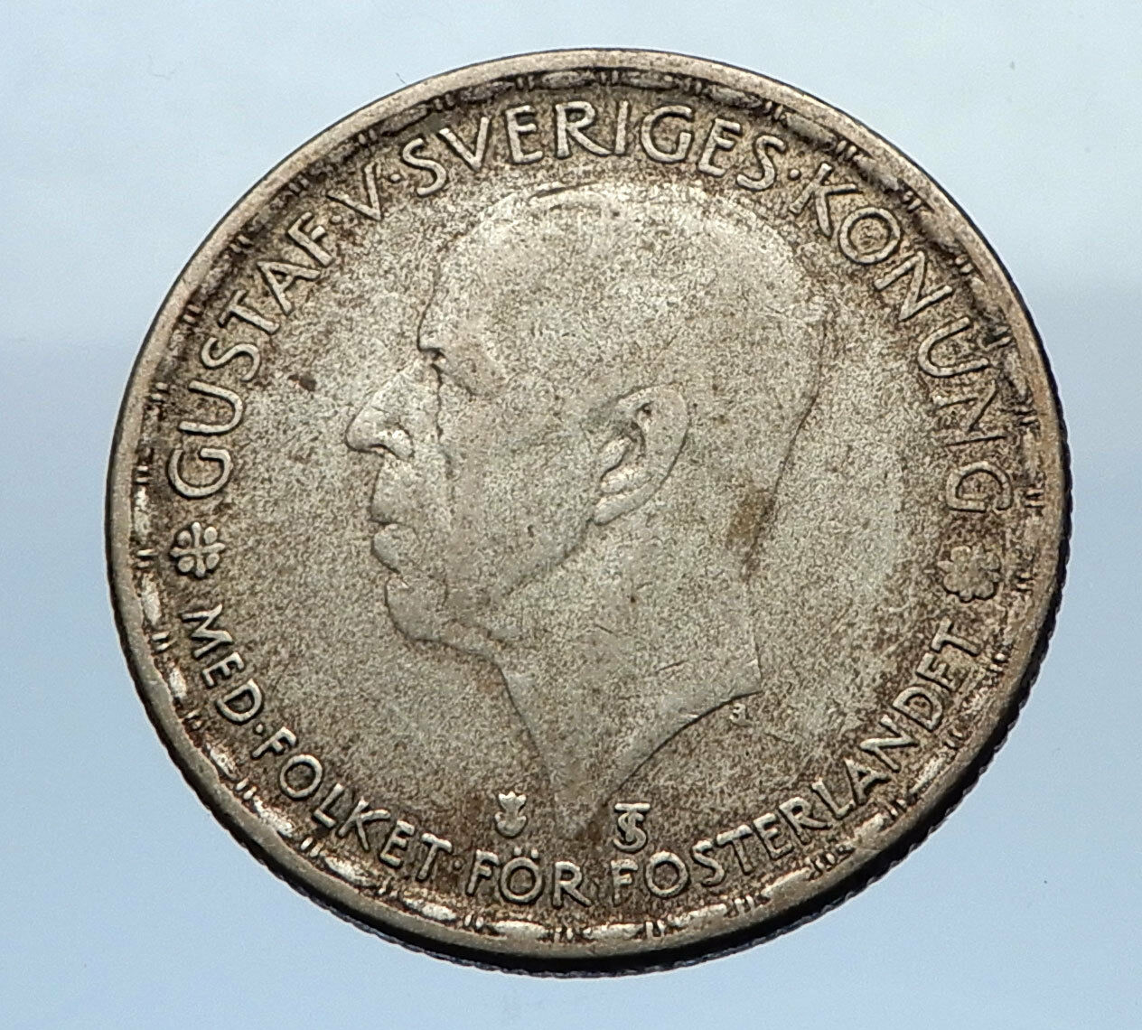 1947 SWEDEN King GUSTAV V ADOLF 1 Krona LARGE Silver SWEDISH Vintage Coin i69348