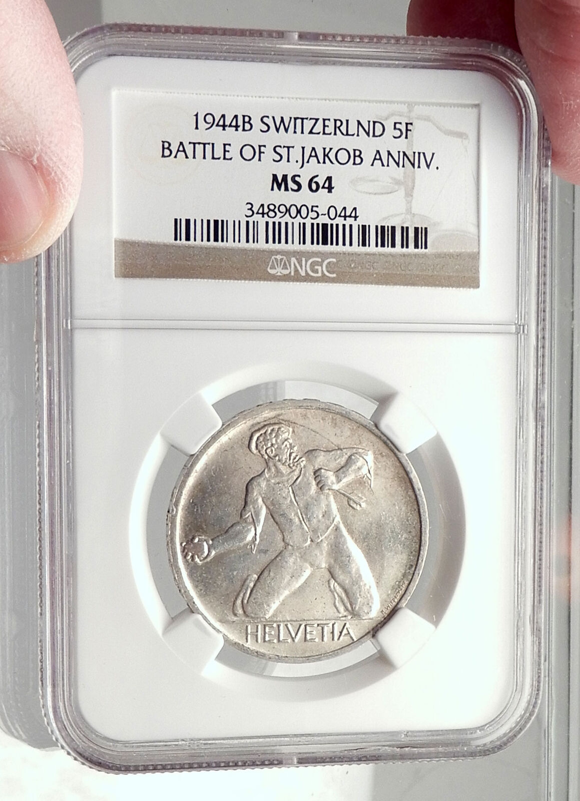 1944 SWITZERLAND- 500 Years of Battle of St. Jakob Silver Swiss Coin NGC i73903