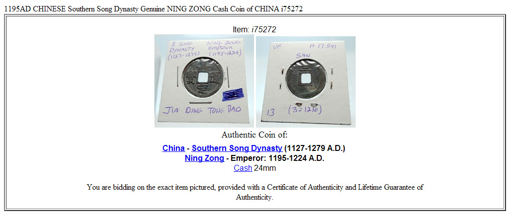 1195AD CHINESE Southern Song Dynasty Genuine NING ZONG Cash Coin of CHINA i75272