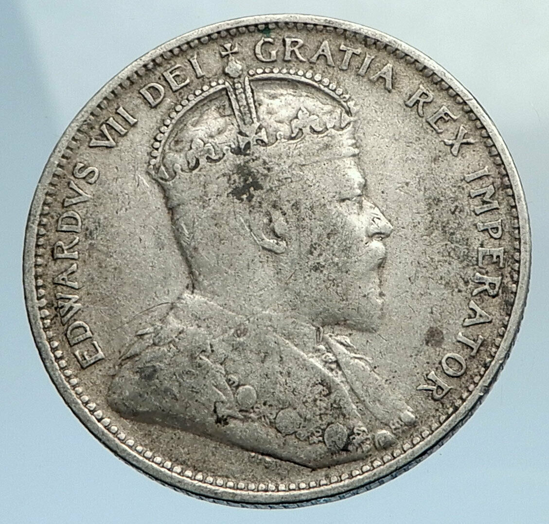 1907 CANADA 25 CENTS UK King Edward VII w Crown Genuine Silver 25Cnt Coin i74372
