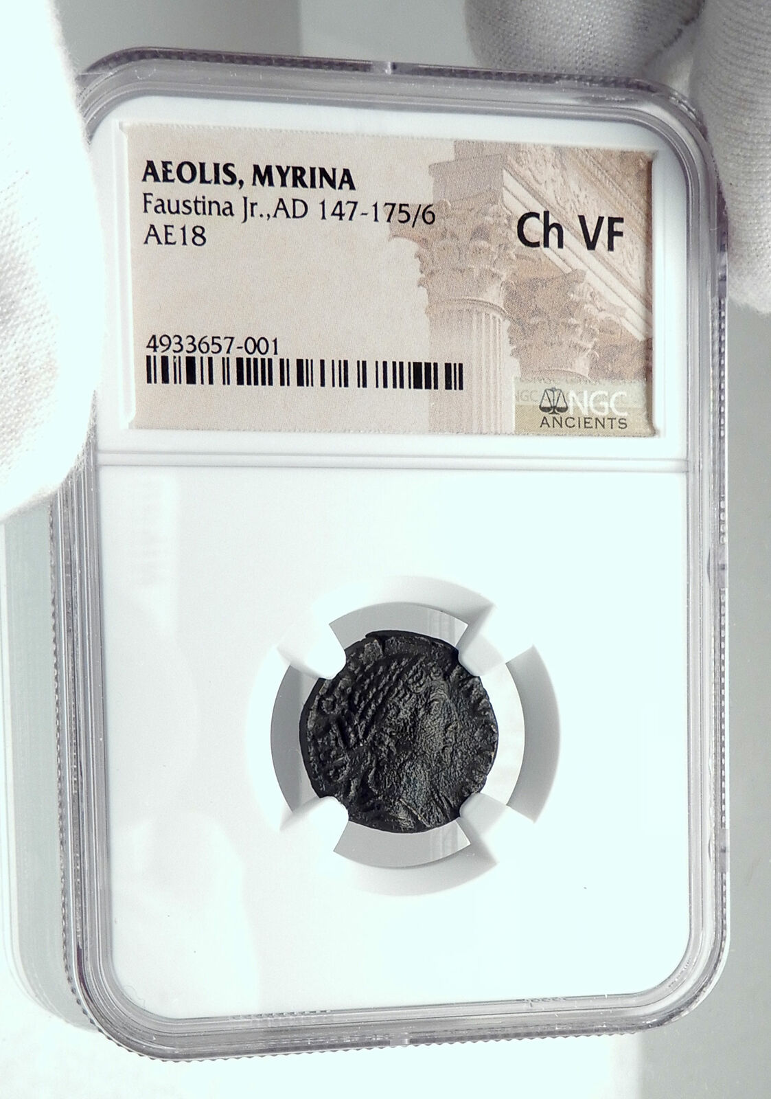 FAUSTINA II Junior Marcus Aurelius Wife RARE Myrina Aeolis Roman Coin NGC i78513