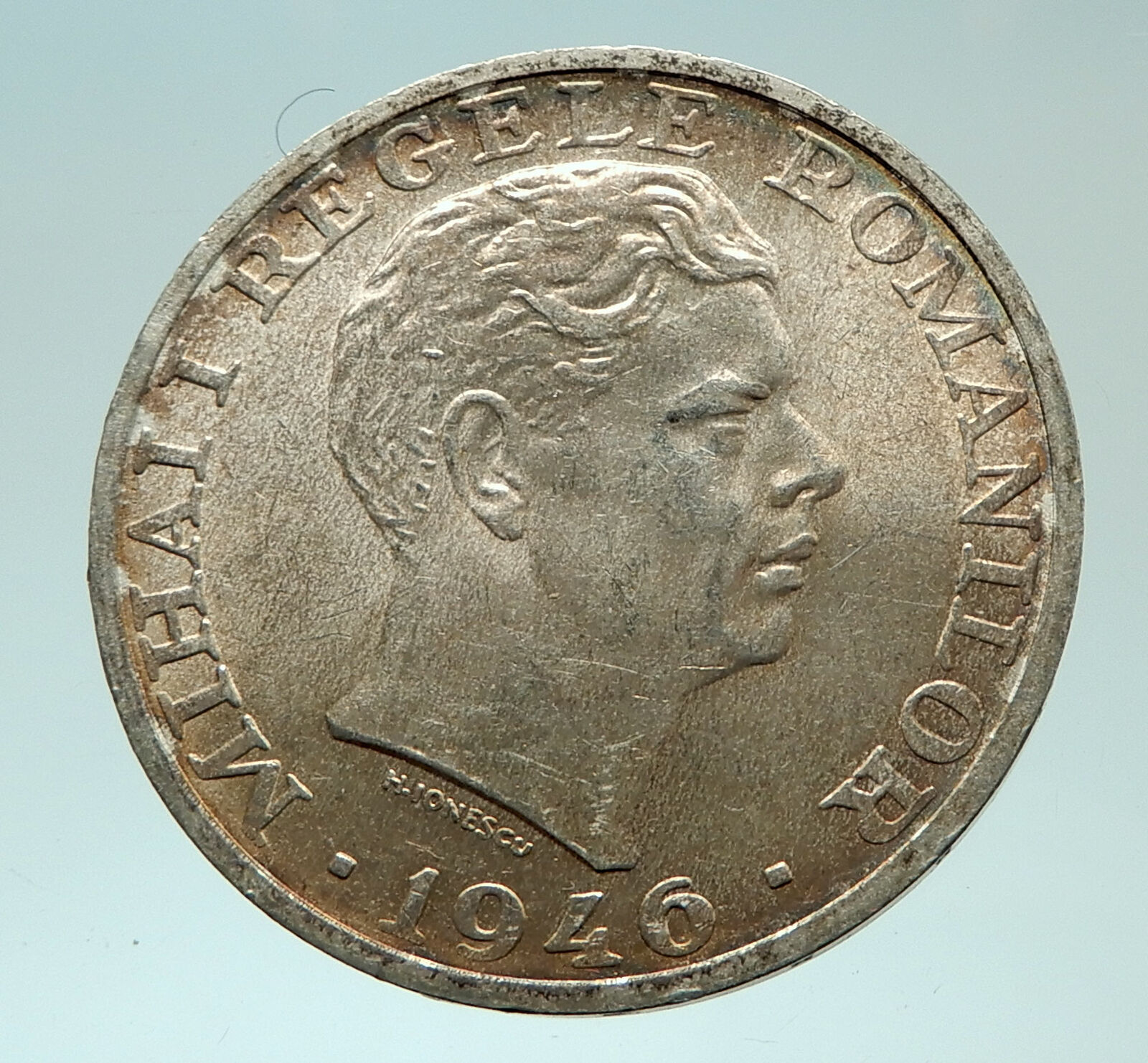 1946 ROMANIA King Michael I Shield Antique Genuine Silver Romanian Coin i75892