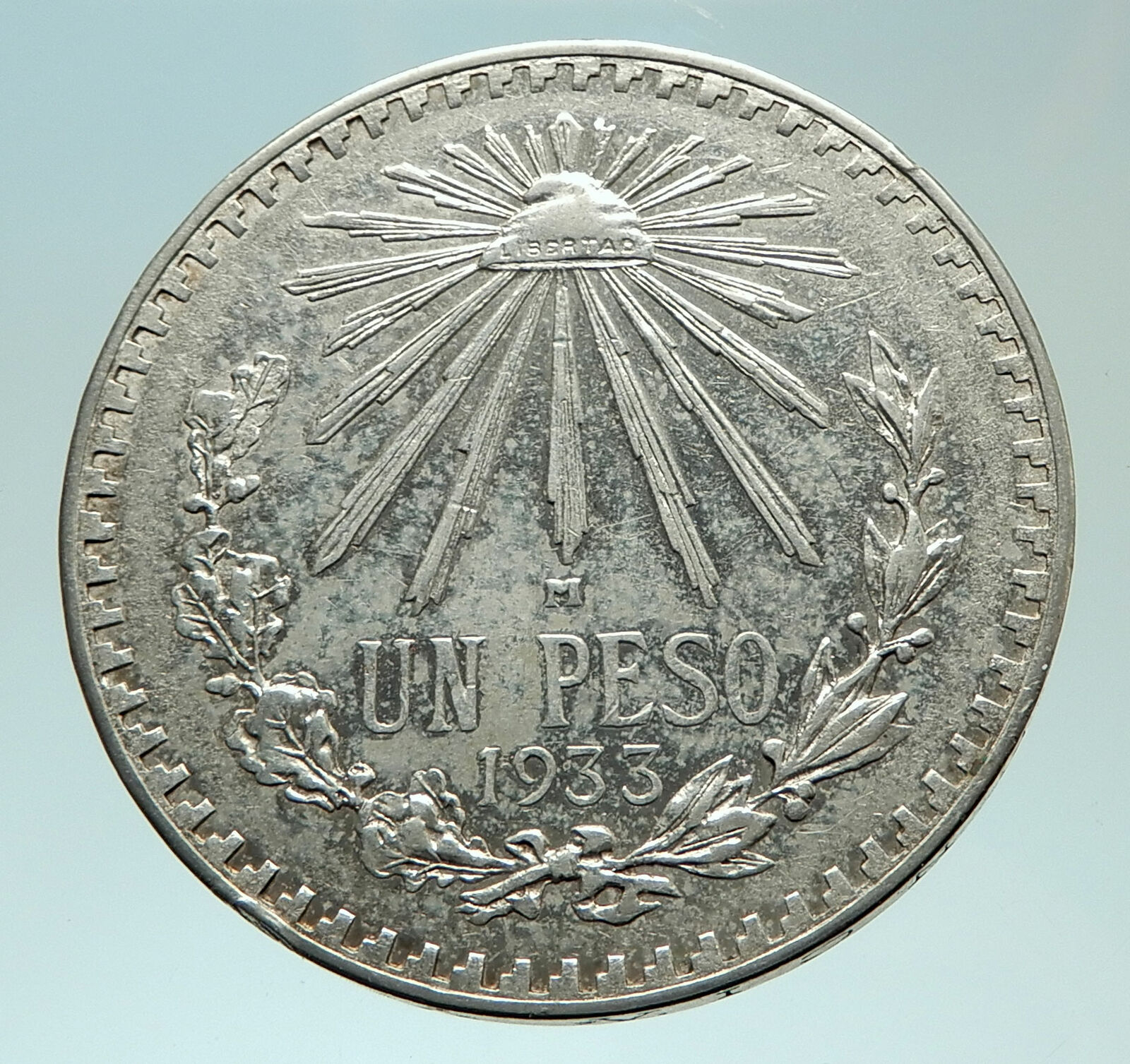 1933 M MEXICO Large Eagle Liberty Cap Mexican Antique Silver 1 Peso Coin i75982