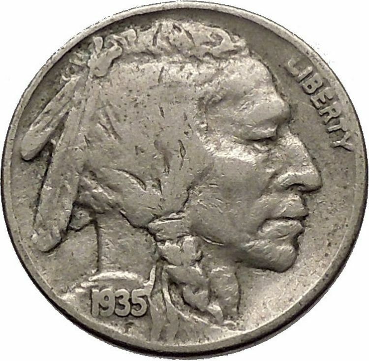 1935 BUFFALO NICKEL 5 Cents of United States of America USA Antique Coin i43768