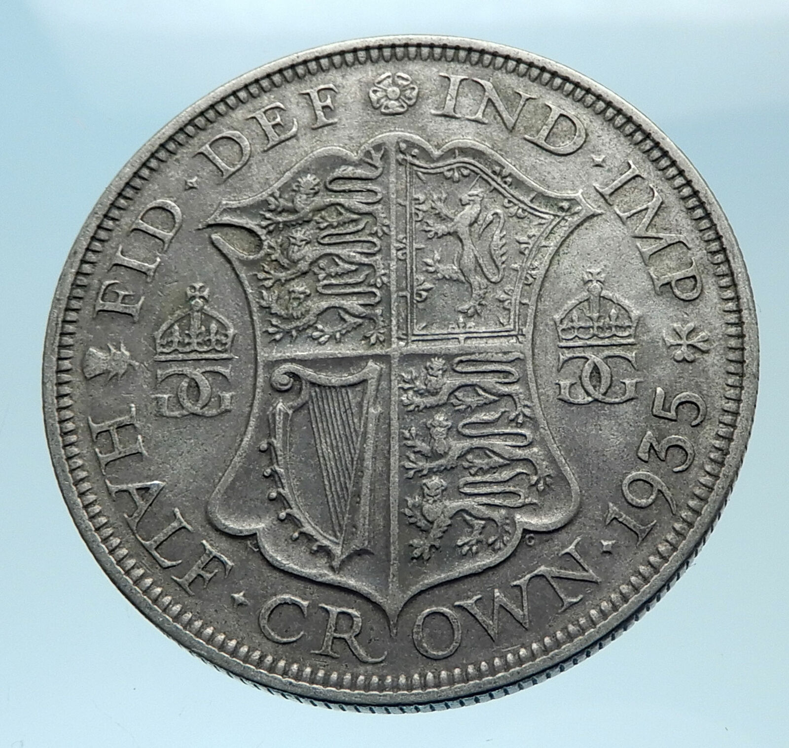 1935 Great Britain United Kingdom UK King GEORGE V Silver Half Crown Coin i78096