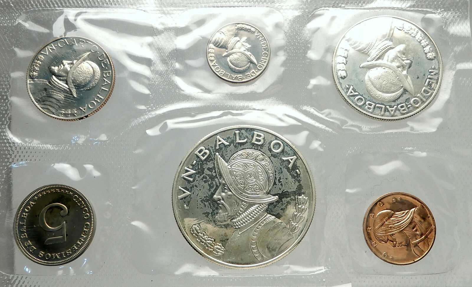 1968 PANAMA Large Silver CONQUISTADOR BALBOA Genuine Proof 6 Coin Set i76330