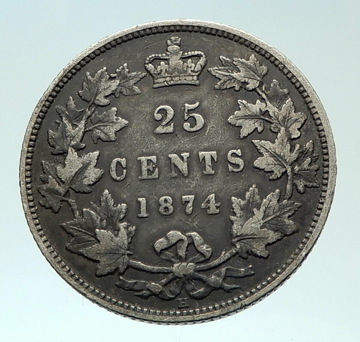 1874 CANADA UK Queen VICTORIA Authentic Antique Silver 25 Cents Coin i76562