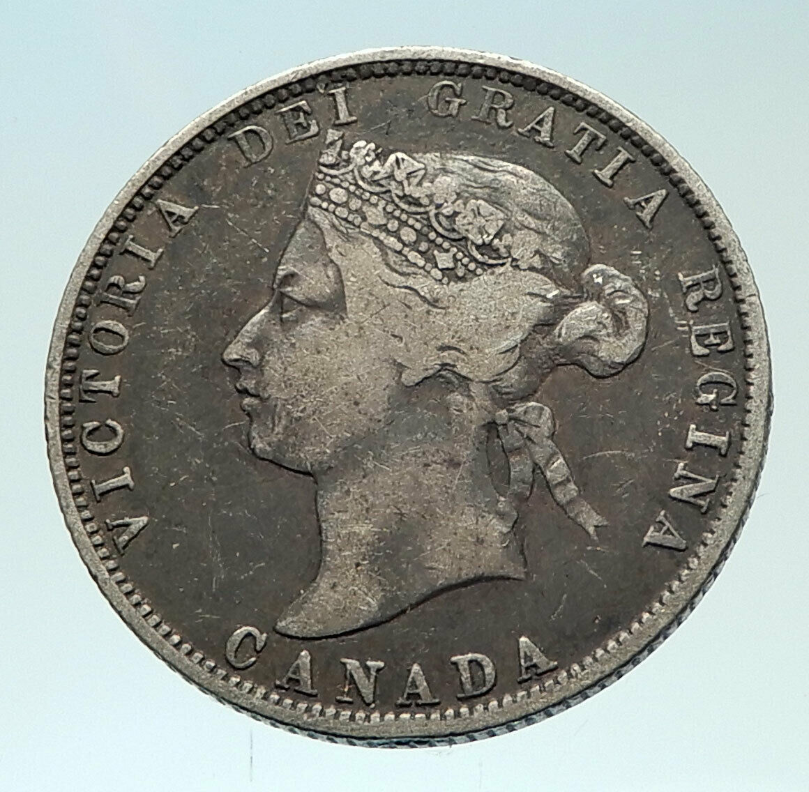 1874 CANADA UK Queen VICTORIA Authentic Antique Silver 25 Cents Coin i76562