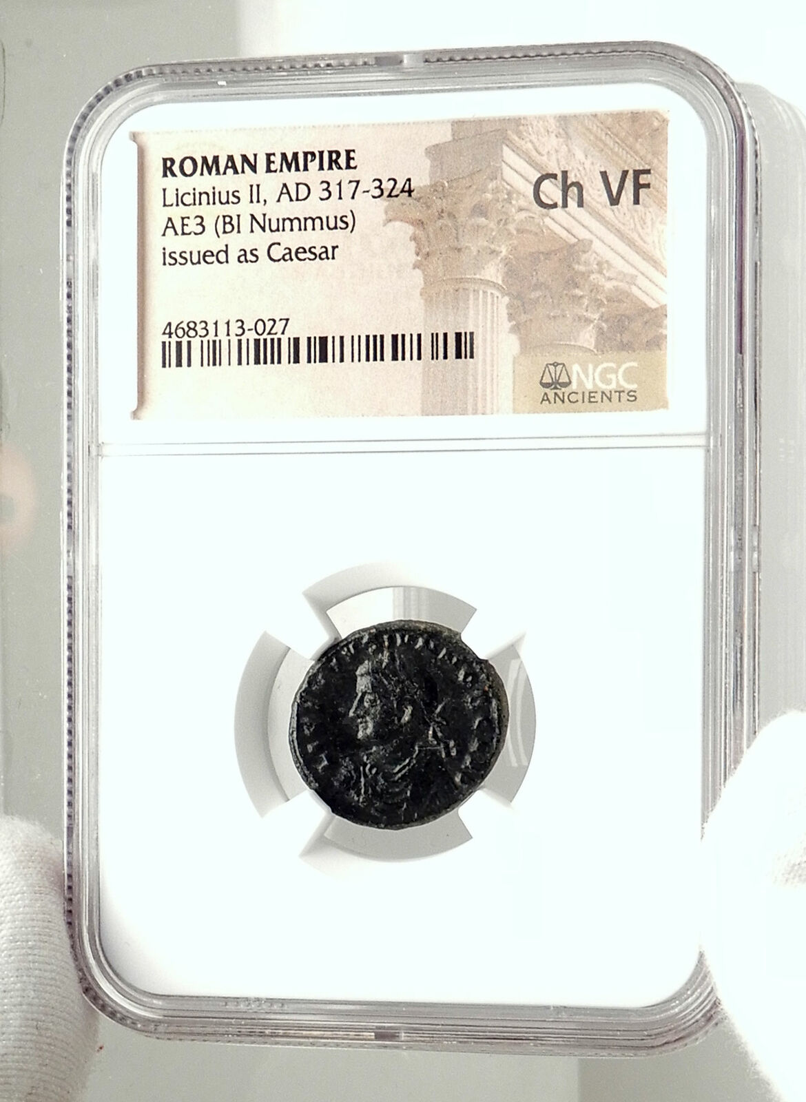 LICINIUS II Jr Authentic Ancient 320AD Genuine Roman Coin w CAPTIVES NGC i76307