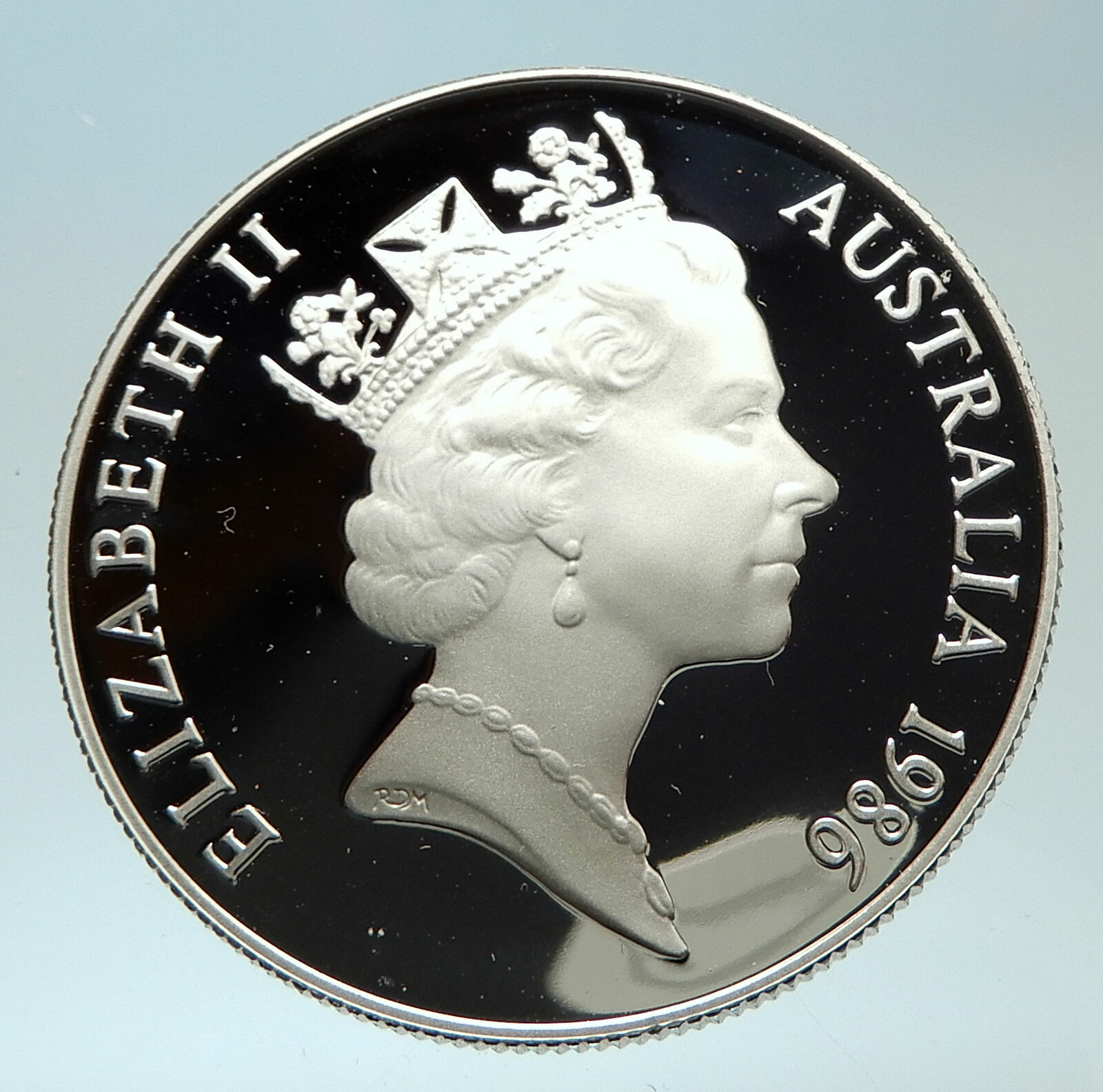 1986 SOUTH AUSTRALIA UK Queen Elizabeth II Silver 10 Dollar Coin i76629