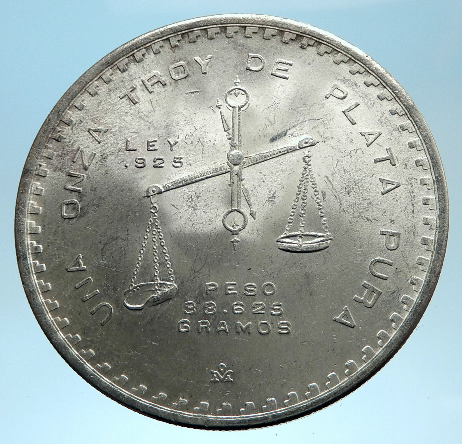 1979 MEXICO Huge Medallic 4.1cm SILVER Onza Mexican COIN PRESS Scales i77567