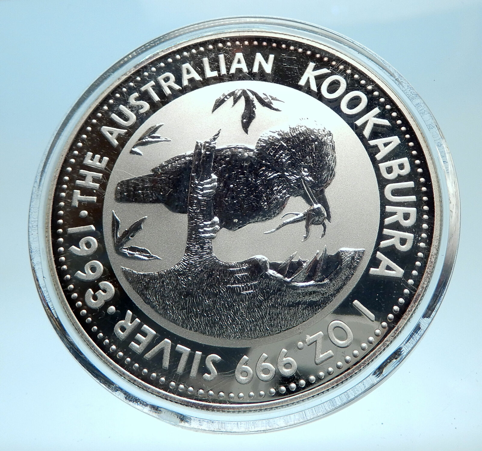 1993 AUSTRALIA Kookaburra Bird Tree 1 oz Silver 1 Dollar Australian Coin i77563