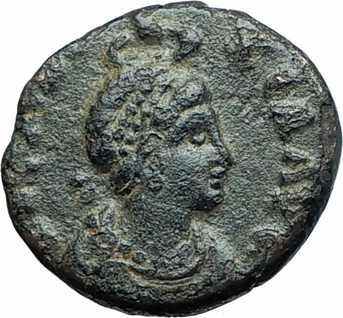 EUDOXIA Arcadius Wife 401AD Authentic Ancient Roman Coin VICTORY CHI-RHO i77604