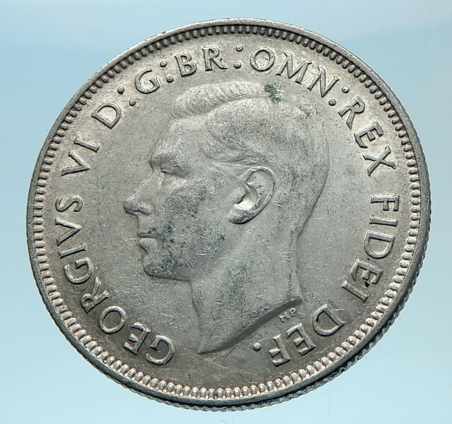 1951 AUSTRALIA King George VI 50th Anniv LARGE Genuine Silver Florin Coin i77841