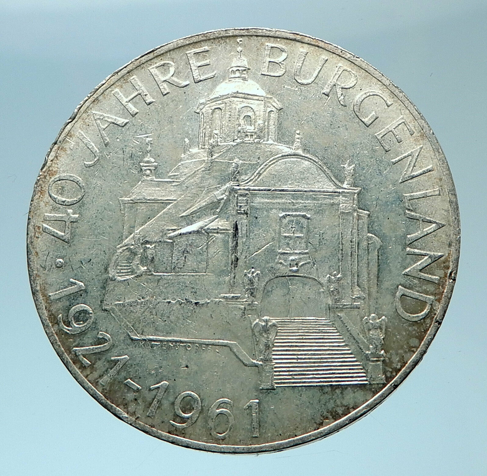 1961 AUSTRIA with Burgenland Anniversary Genuine Silver 25 Schilling Coin i77866