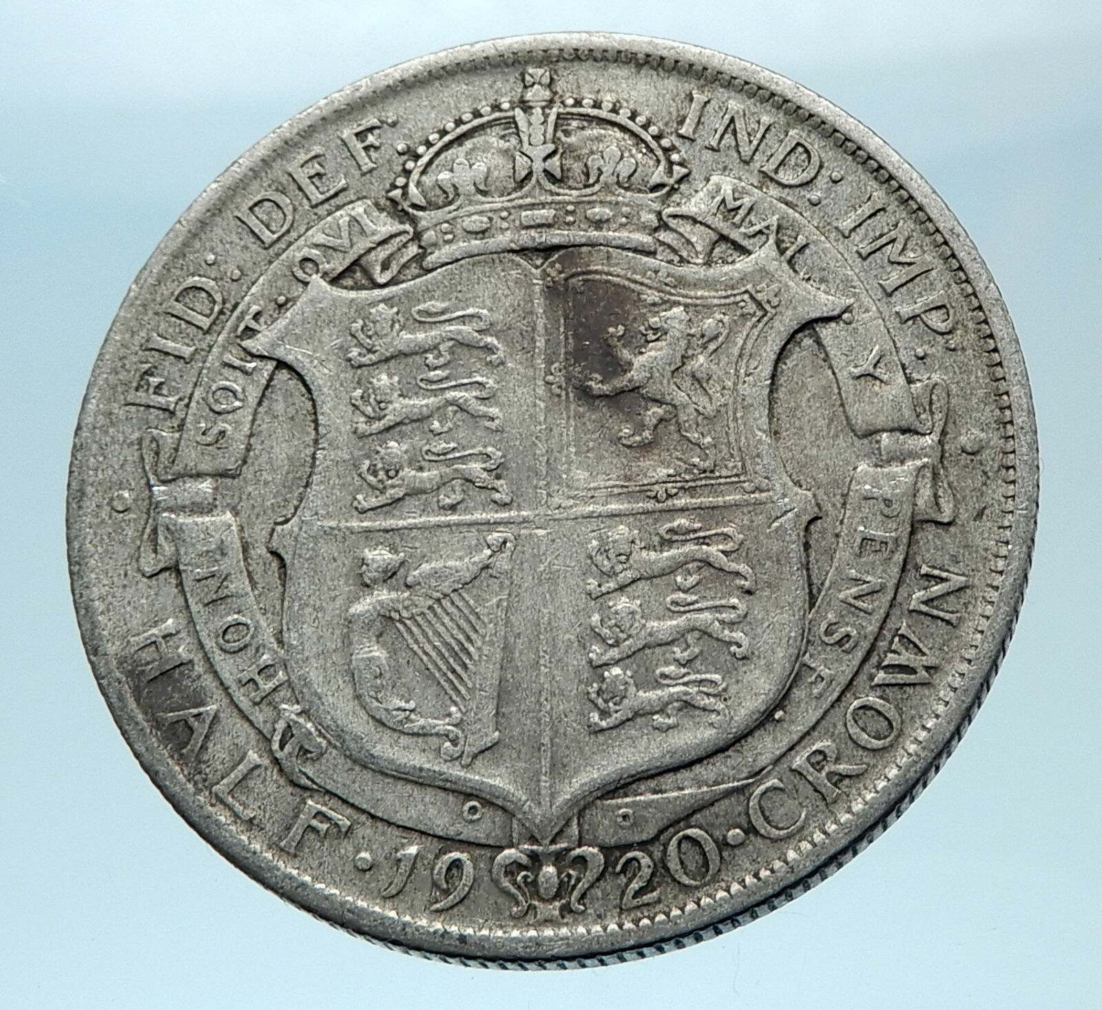 1920 Great Britain United Kingdom UK King GEORGE V Silver Half Crown Coin i77849