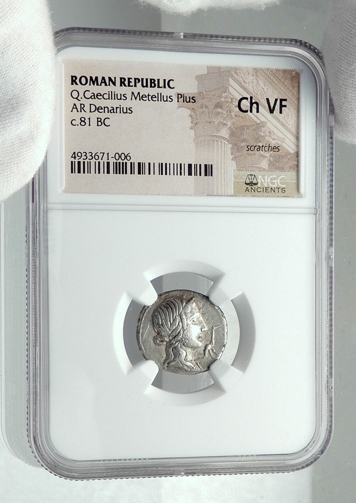 Roman Republic 81BC IMPERATOR GENERAL of DICTATOR SULLA Silver Coin NGC i78538