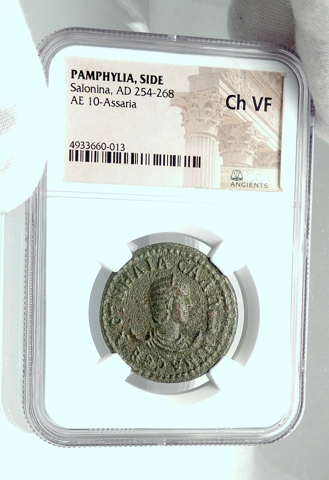 SALONINA wife of GALLIENUS Side Pamphylia Ancient Roman Coin APOLLO NGC i78447