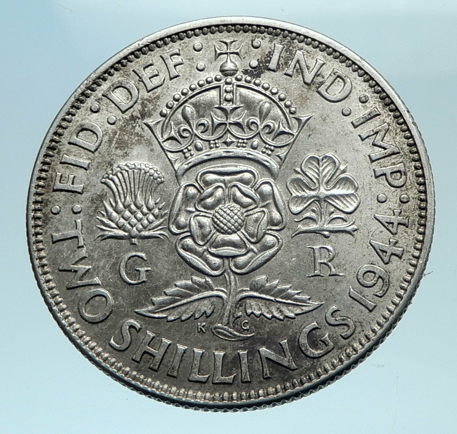 1944 United Kingdom Great Britain GEORGE VI Silver Florin 2Shillings Coin i78307