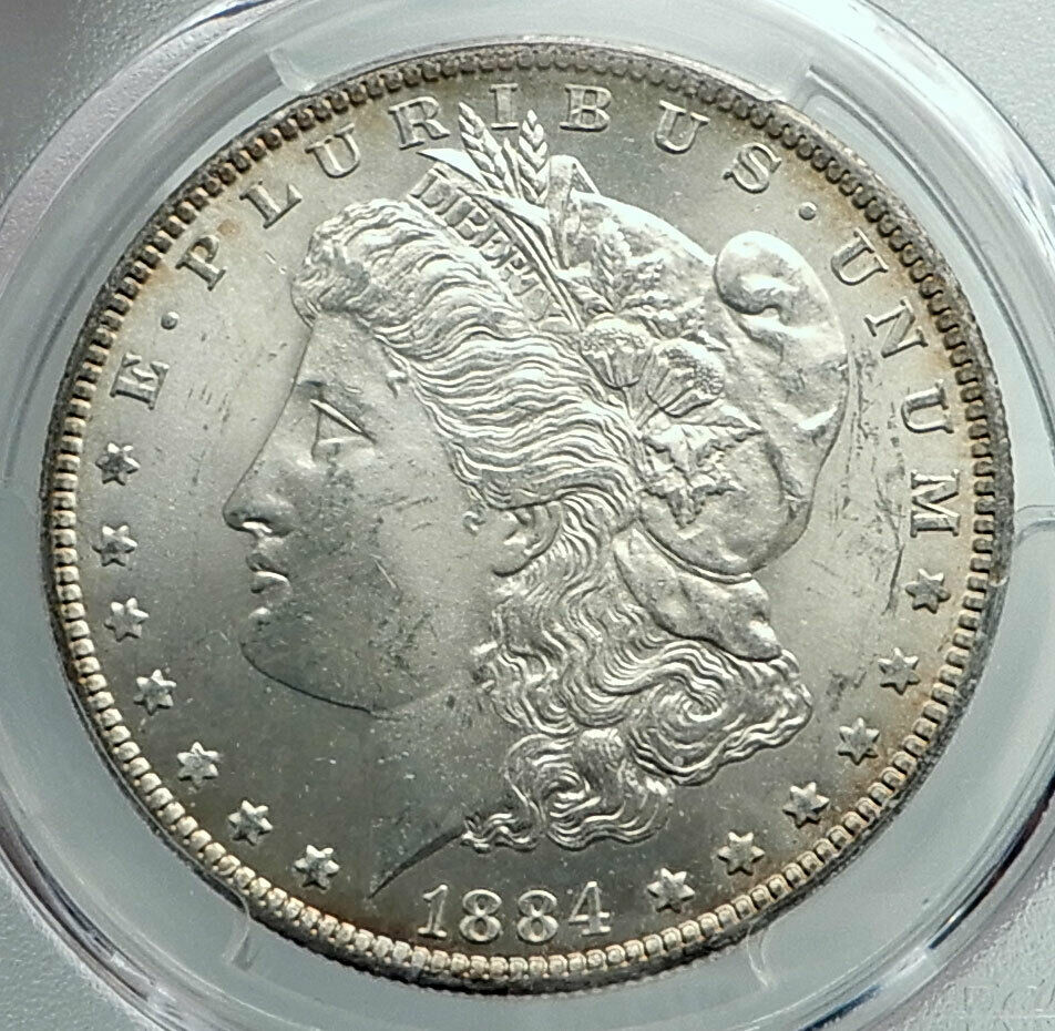 1884 UNITED STATES of America SILVER Morgan US Dollar Coin EAGLE PCGS MS i78495