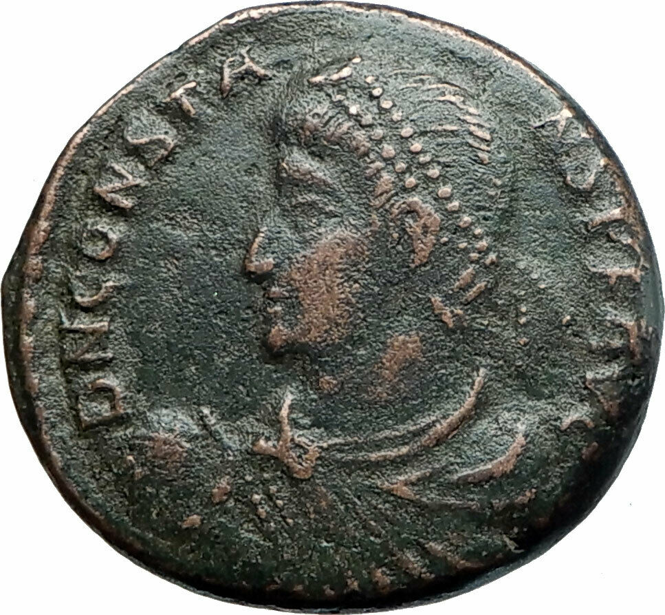 CONSTANS Authentic Ancient 347AD Genuine Roman Coin Soldier i80011