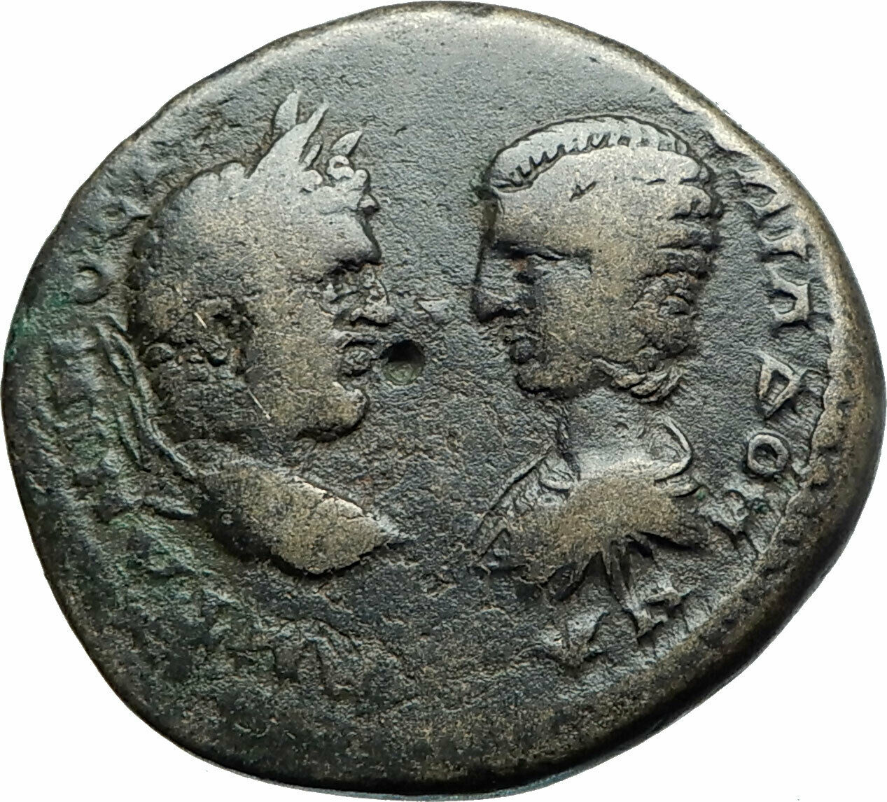 CARACALLA & JULIA DOMNA Marcianopolis Ancient 198AD Roman Coin w APOLLO i78948