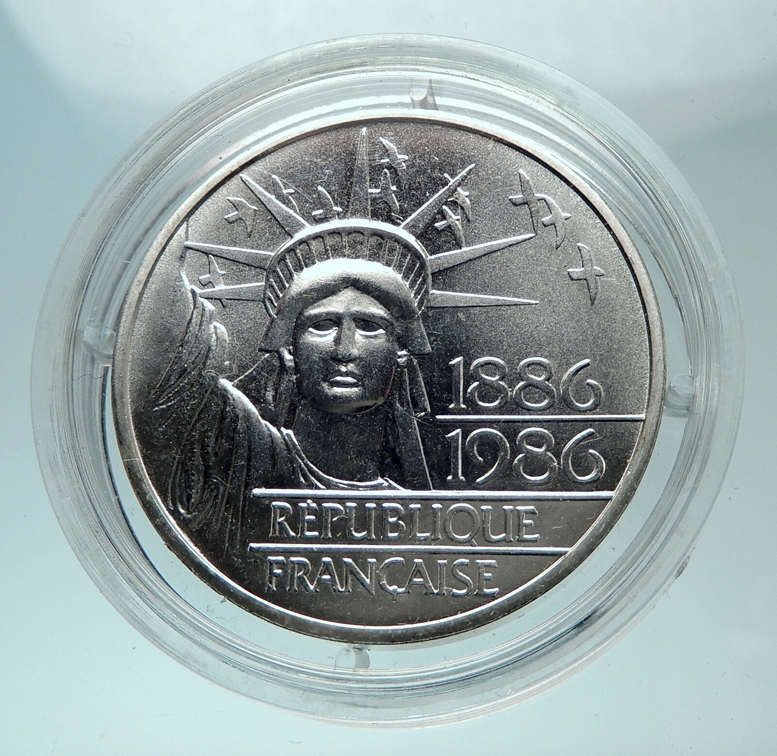 1986 FRANCE Gifts Statue of Liberty to US Huge Genuine Silver French Coin i80708