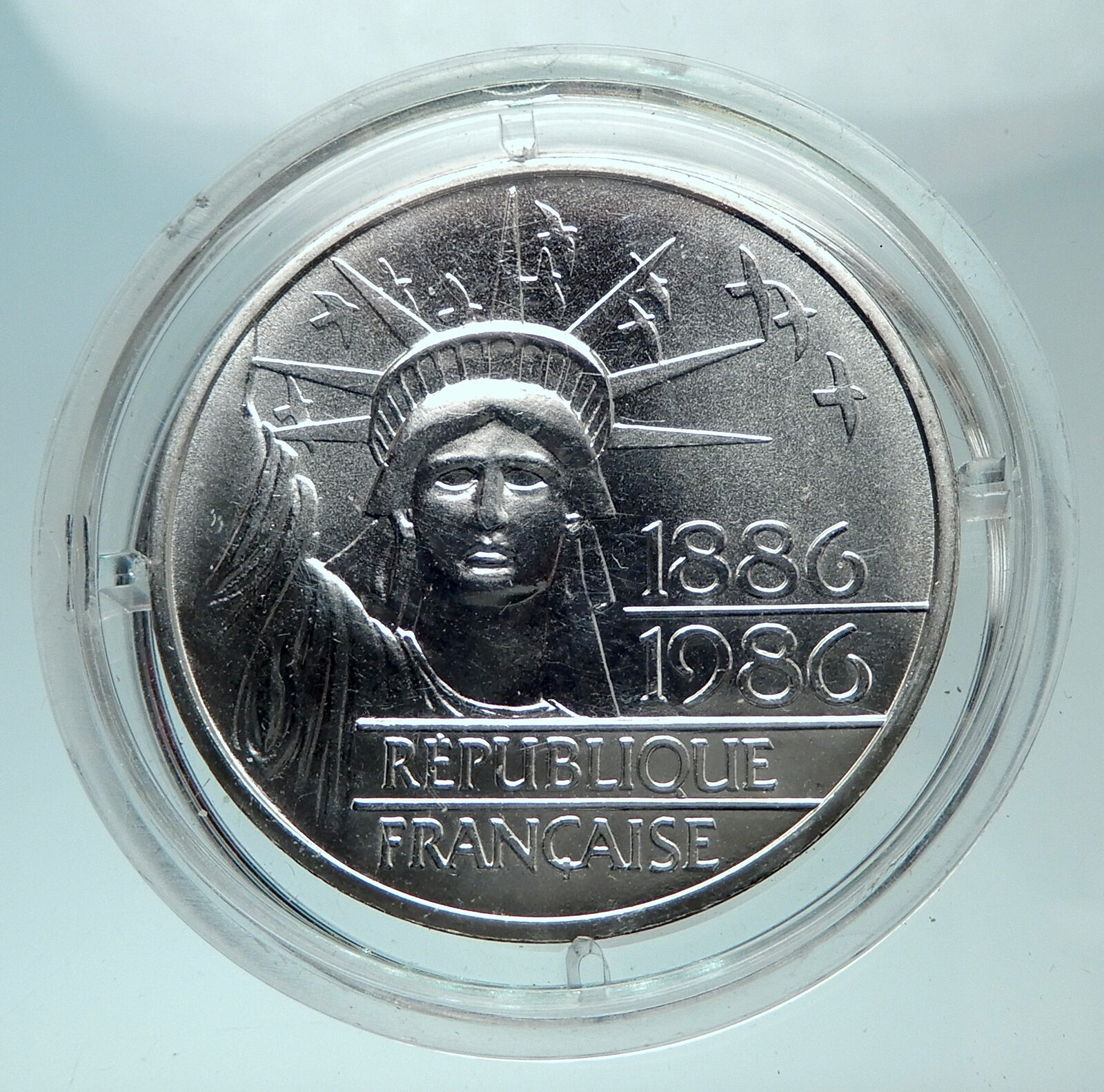 1986 FRANCE Gifts Statue of Liberty to US Huge Genuine Silver French Coin i80705