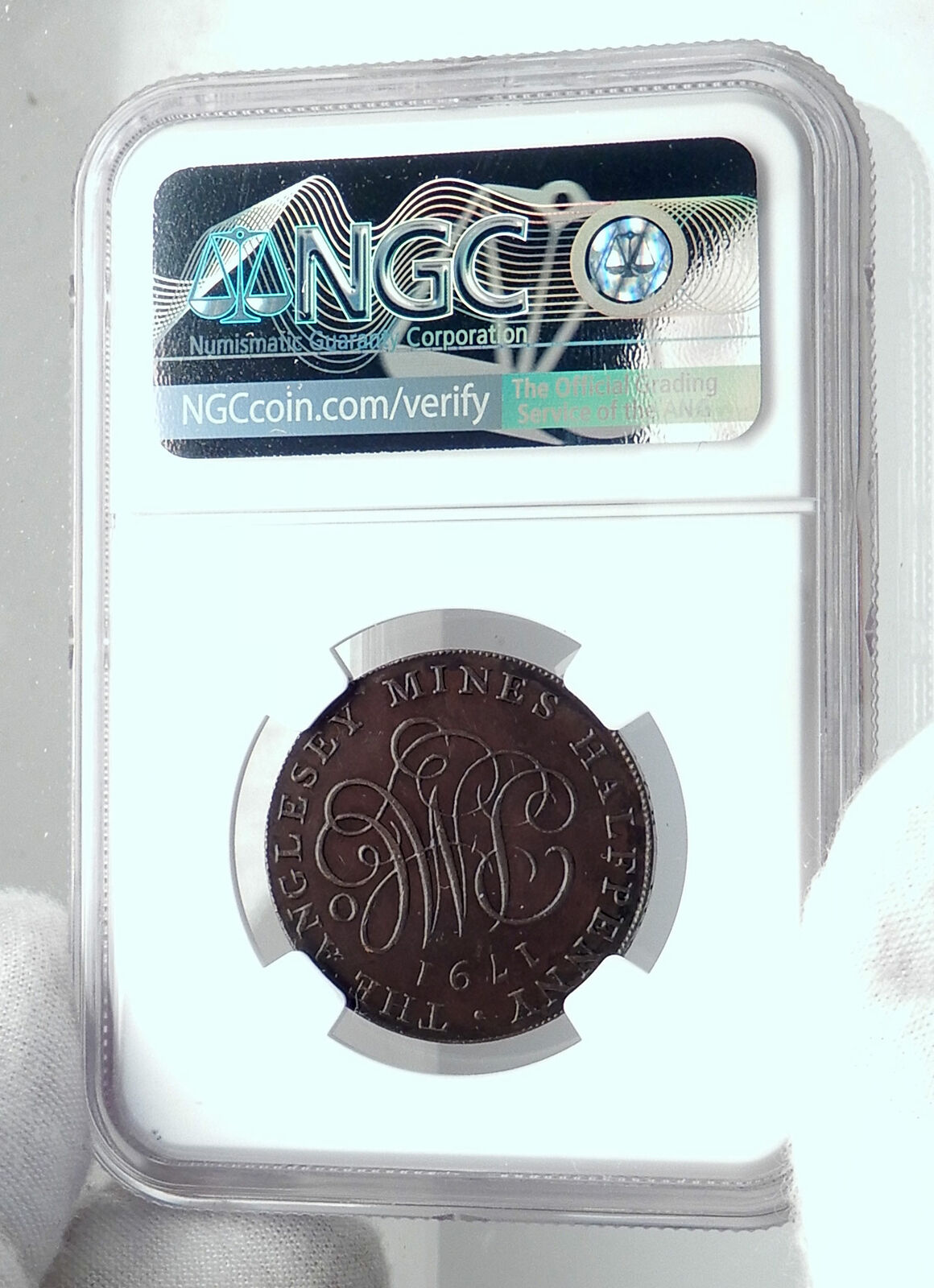 1791 ENGLAND Wales ANGLESEY Conder 1/2 Penny TOKEN Coin w DRUID NGC i81250