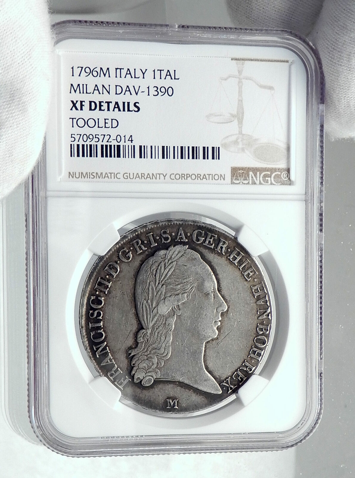 1796 ITALY Duchy of Milan Holy Roman Empire FRANZ II Silver Coin NGC i81251