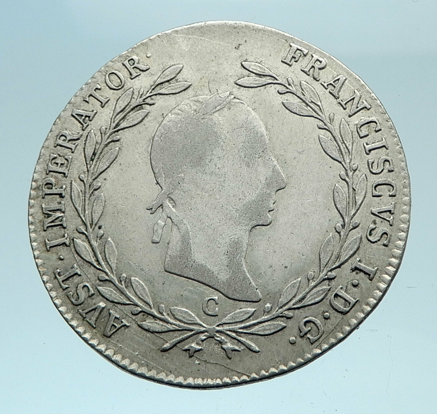 1830 AUSTRIA w Emperor Franz II Genuine Silver 20 Kreuzer Austrian Coin i78301