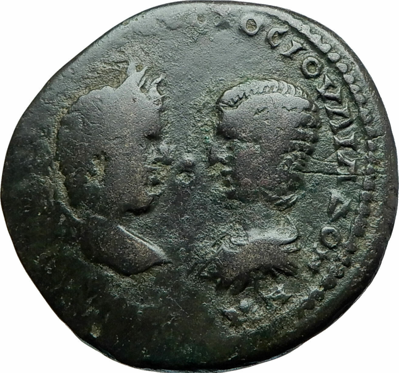 CARACALLA & JULIA DOMNA Marcianopolis Ancient 198AD Roman Coin w ZEUS i79069